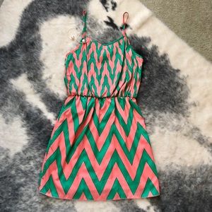 Pink & Green Chevron Sun Dress